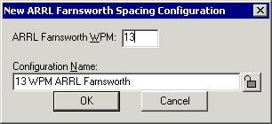 The New ARRL Farnswoth Spacing Configuration Window
